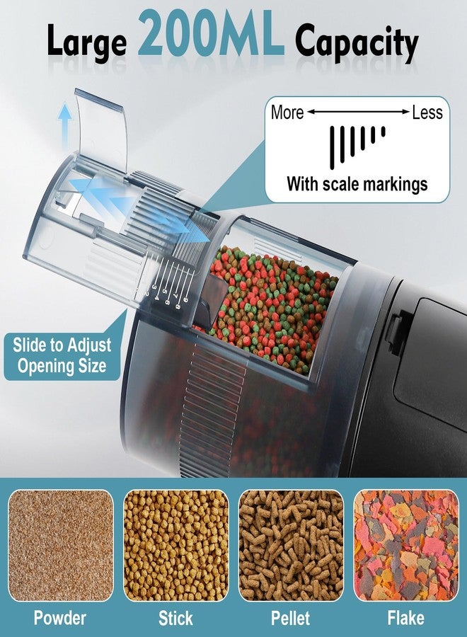 fishkeeper Automatic Fish Feeder for Aquarium - Moisture-Proof and Precision Feeding Auto Fish Food Dispenser with LCD Display Adjustable Betta Vacation Feeder with 2 AA Batteries (200ml) - Image 3